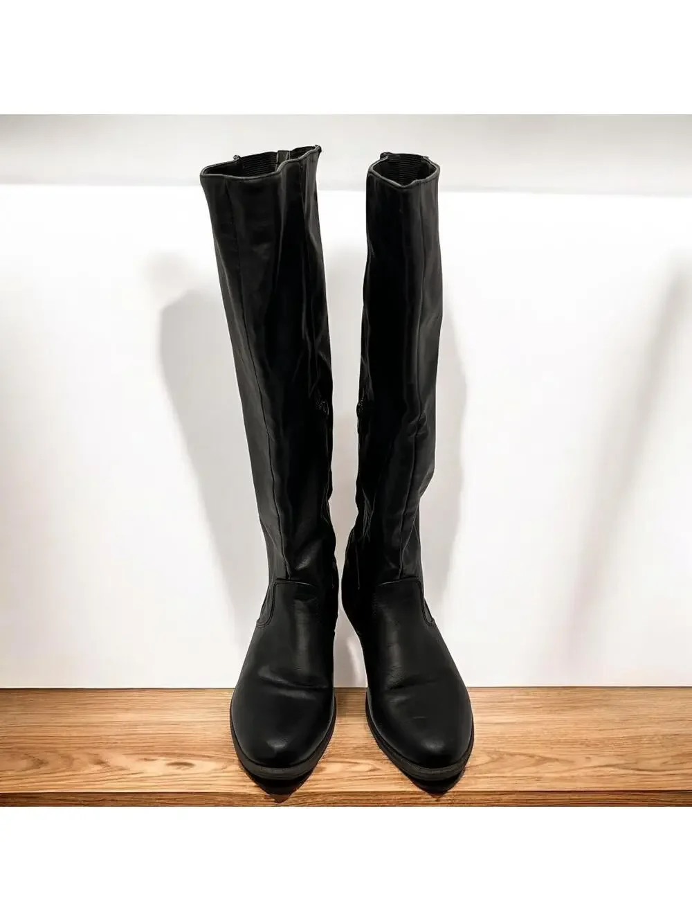 Bamboo Montage-77 Riding‎ Boots Womens 7.5 Black Leather Knee High Side Zip